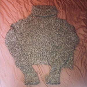 Kismet Marled Gray Cropped Turtleneck Sweater